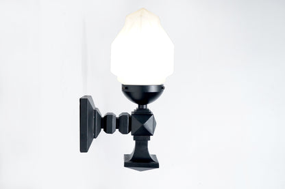 Zenith - Elegant Art-Deco Iron Wall Sconce with Milky Glass Shade