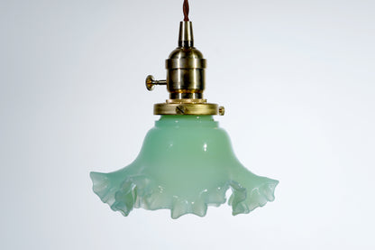 Verdant - Vintage Brass and Jade Glass Pendant Light