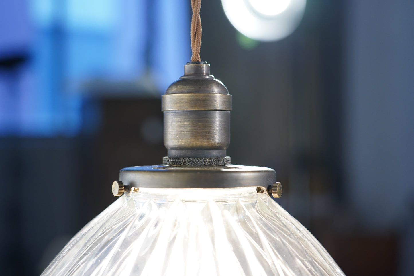 Wave Glam - Vintage Industrial Brass and Glass Pendant Lighting