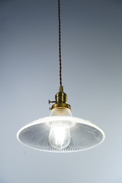 Rope Ray - Vintage Industrial Brass and Glass Pendant Light