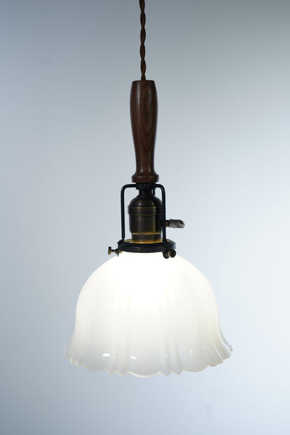 Ember - Vintage Art Deco Hanging Light White Jade Glass Lampshade