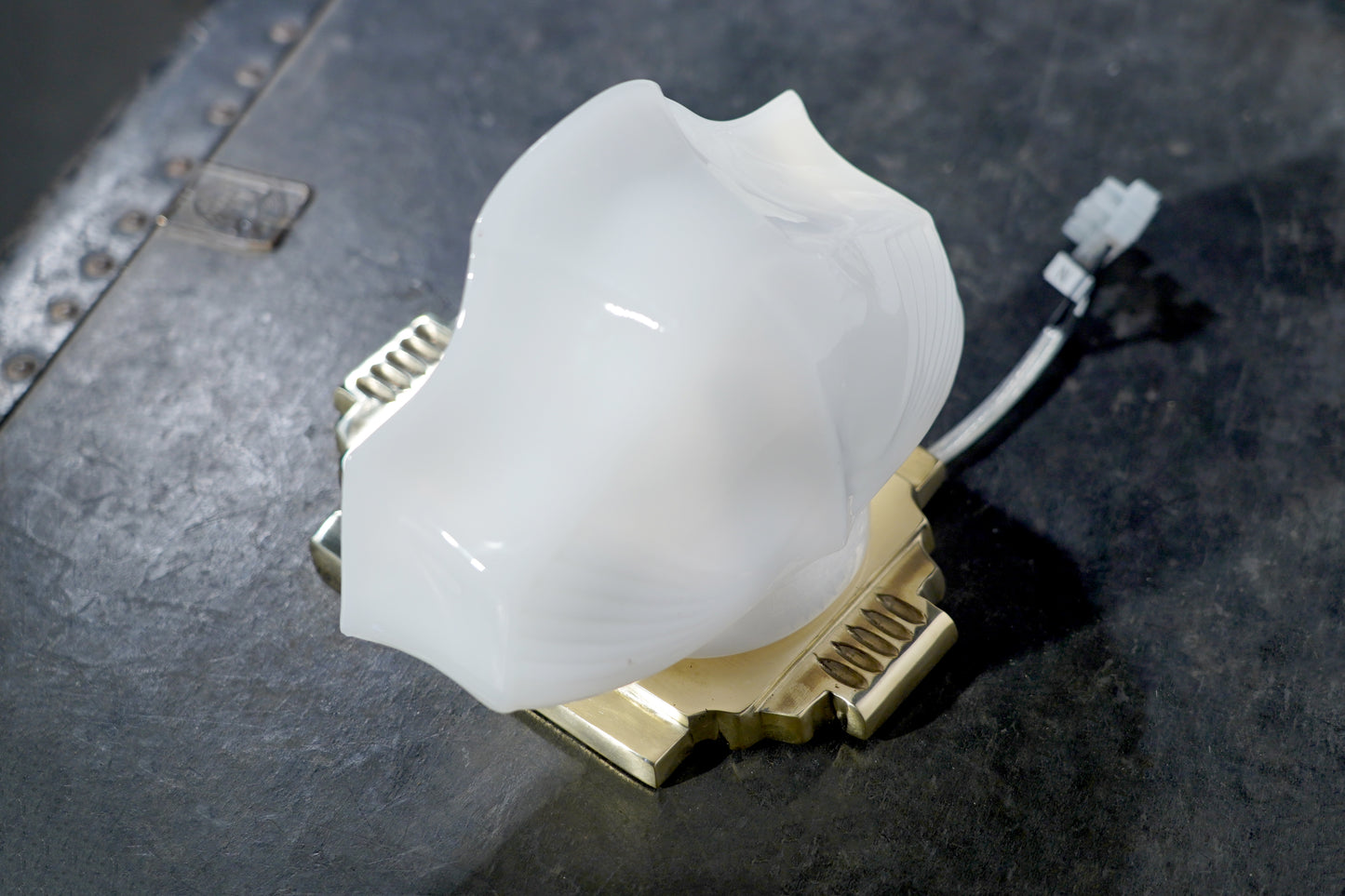 Jadeite - Brass Wall Sconce with White Jade Glass Lampshade