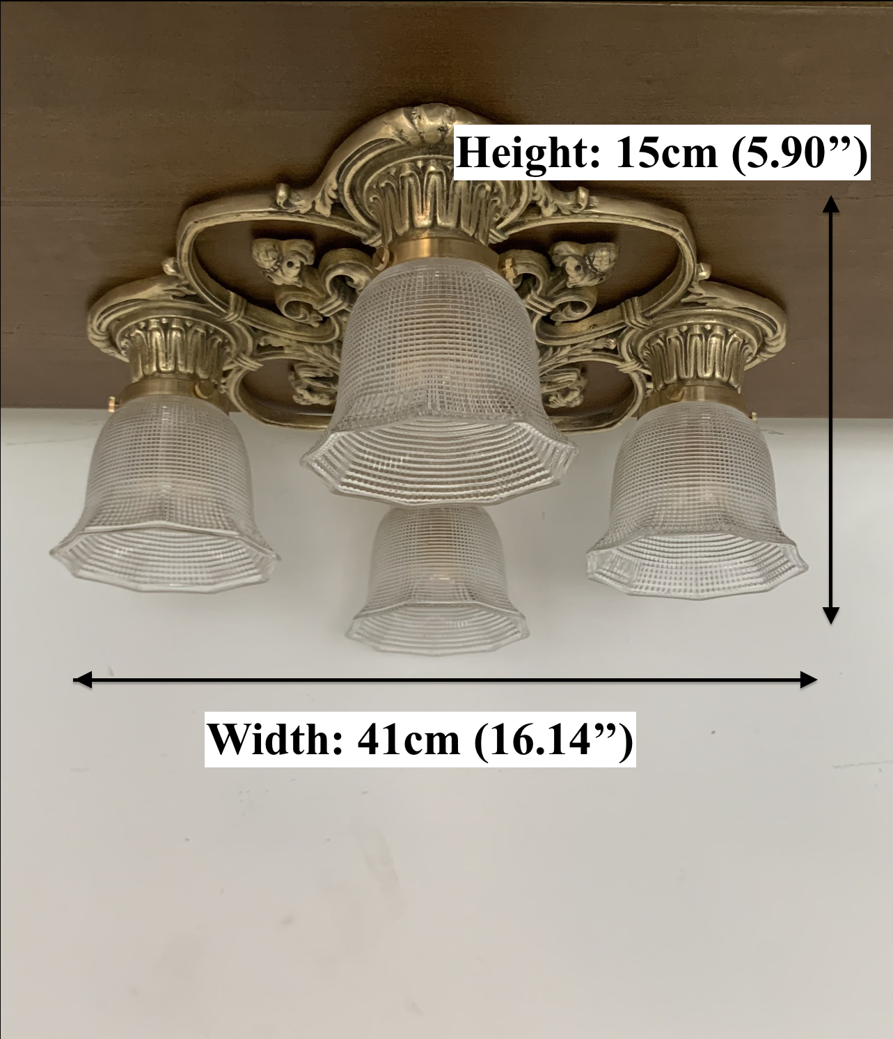 Chateau - Classic Art-Deco France Style Brass Ceiling Light with Four Glass Shades