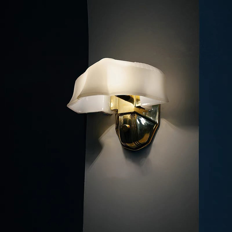 Lumina - Art-Deco Milky White Glass Wall Sconce