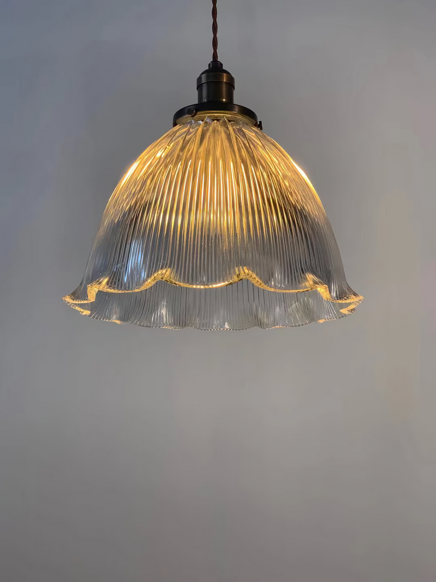 Wave Glam - Vintage Industrial Brass and Glass Pendant Lighting