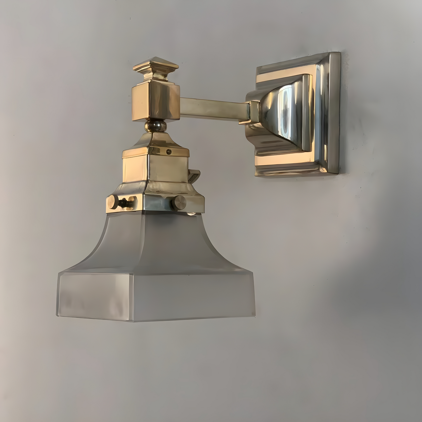Cube Radiance - Vintage Art-deco Styled Brass and Glass 5'' Shade Wall Light