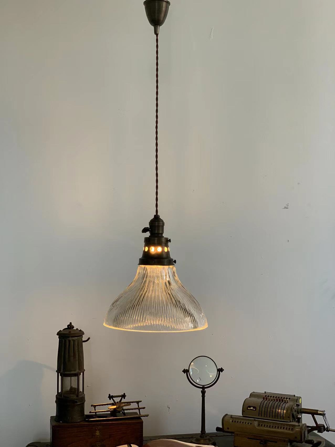 Rope Ray II - Rustic Brass and Glass Pendant Light